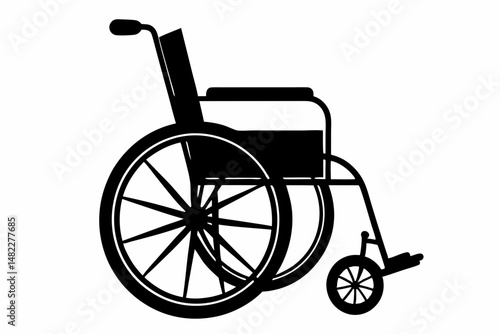 wheelchair silhouette line art vector illustration with a white background
