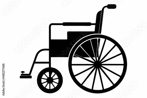 wheelchair silhouette line art vector illustration with a white background