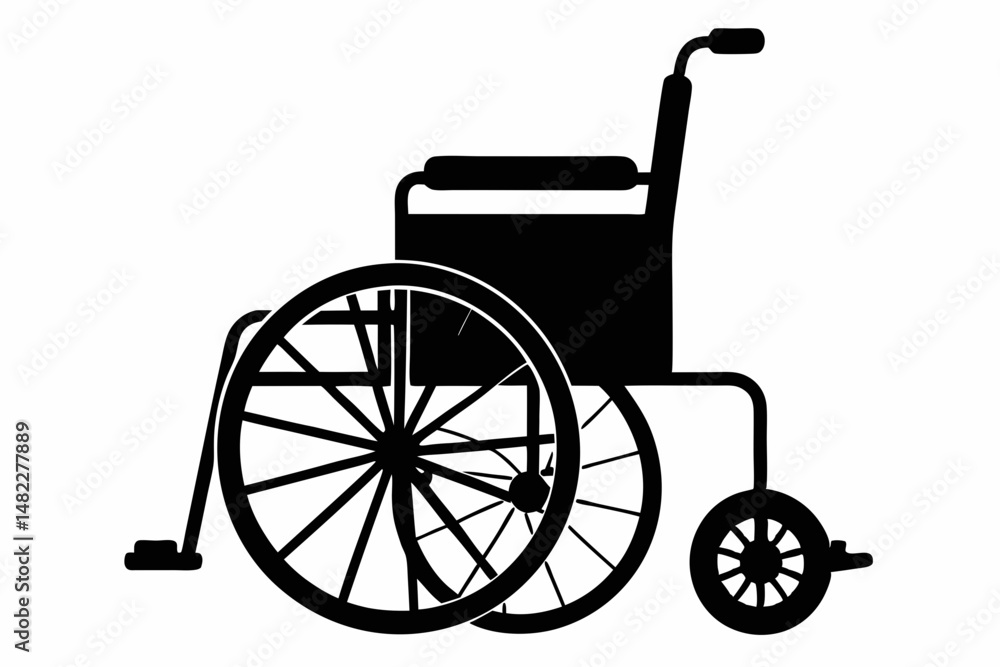 wheelchair silhouette line art vector illustration with a white background wheelchair silhouette line art vector illustration with a white background