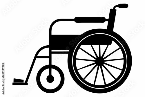 wheelchair silhouette line art vector illustration with a white background