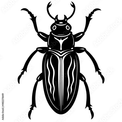 a beetle with detailed exoskeleton silhouette