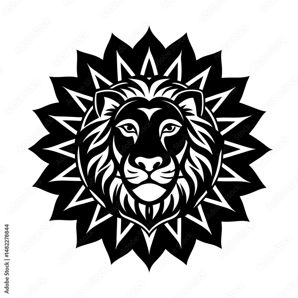 Fototapeta premium a lion’s face merged with a mandala pattern silhouette 2