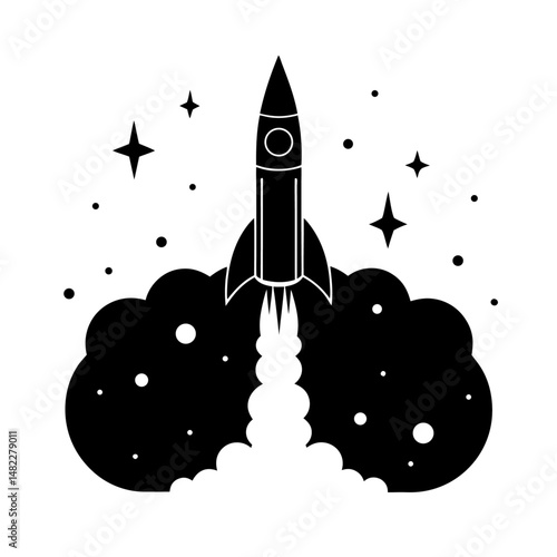 a rocket launching into space silhouette