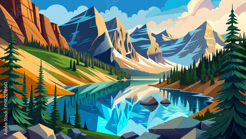  Moraine lake panorama in Banff National Park, Alberta, Canada very beautiful