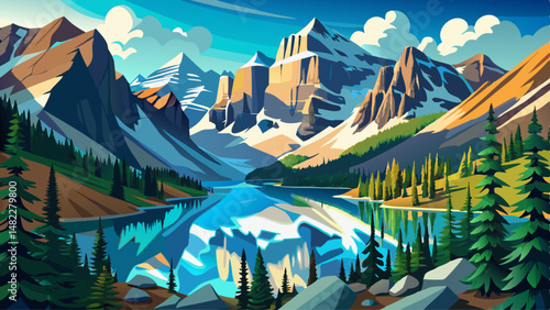  Moraine lake panorama in Banff National Park, Alberta, Canada very beautiful