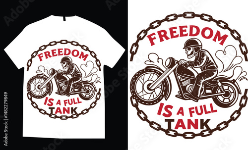 Motorcycle-themed skull helmet with crossed pistons and rebel rider elements,  engine parts, wings, and flames, the composition evokes fire, speed, and power, white t-shirt design vector illustration.