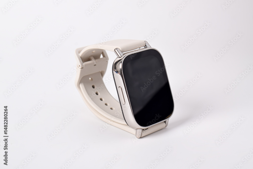 Fototapeta premium Wireless Smart watch isolated on white background. Seagull smartwatch square shape design isolated