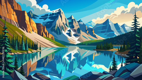 Moraine lake panorama in Banff National Park, Alberta, Canada very beautiful