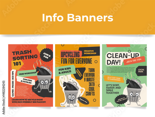 Engaging trash sorting and upcycling info banner for kids, families, and community gatherings at local parks