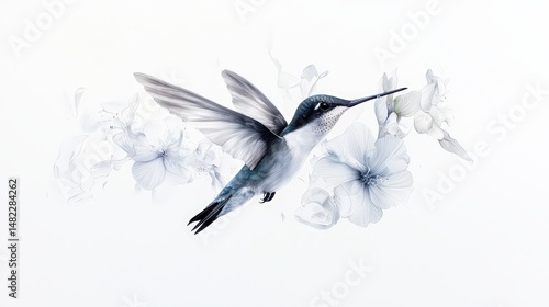 A swift hummingbird pausing mid-air momentarily to catch fleeting moments of rest, agility celebrated gracefully