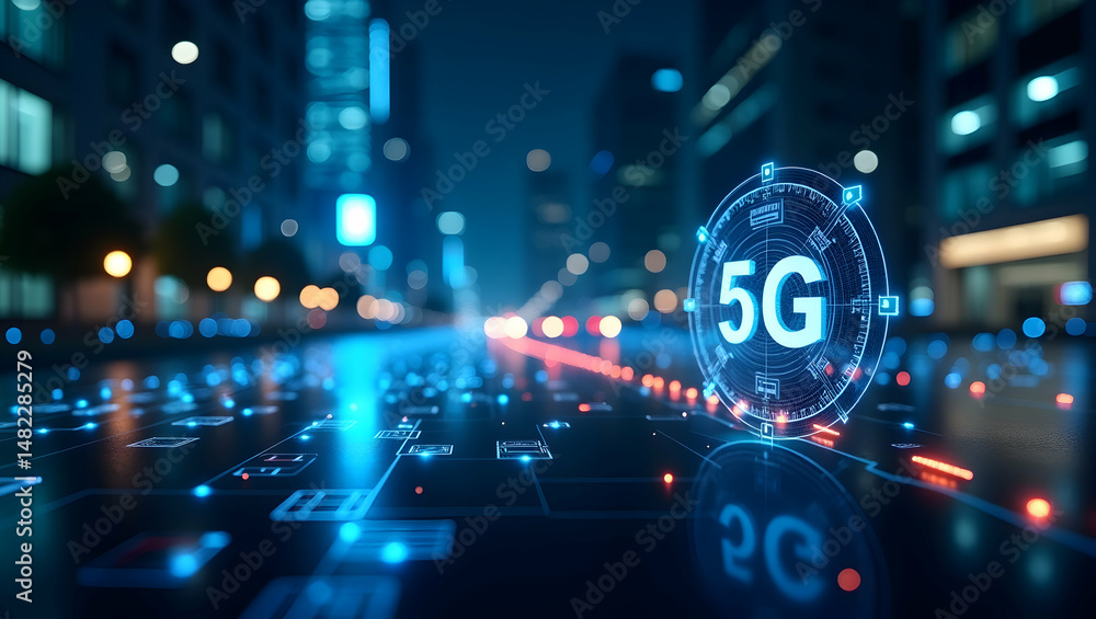 Futuristic Urban 5G Data Transfer: High-Speed Wireless Networks with Advanced Technology Integration - Dynamic Photo Stock Concept with Left Space Futuristic Urban 5G Data Transfer: High-Speed Wireless Networks with Advanced Technology Integration - Dynamic Photo Stock Concept with Left Space