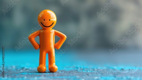Stick Figure Proud: A stick figure with hands on hips and a broad smile, standing confidently, filled with pride after achieving a goal or completing a task.
