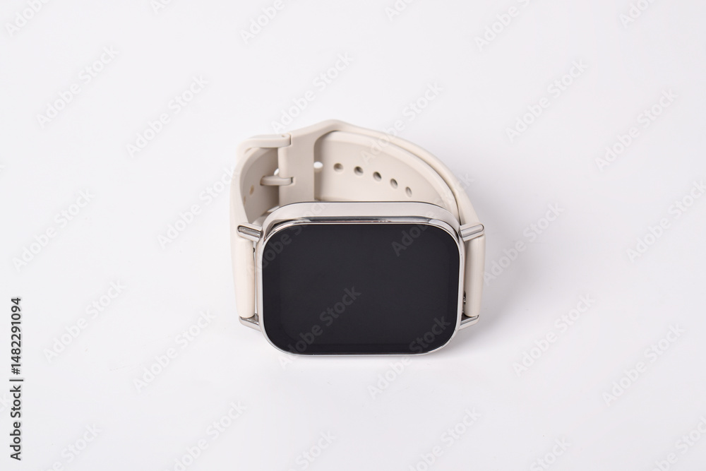 Wireless Smart watch isolated on white background. Seagull smartwatch square shape design isolated Wireless Smart watch isolated on white background. Seagull smartwatch square shape design isolated