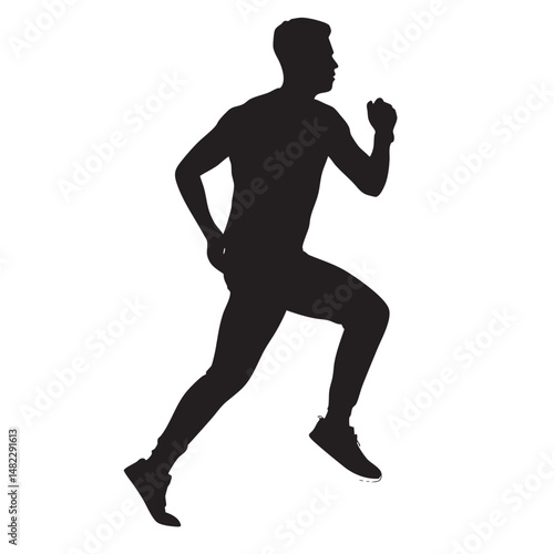 Vector silhouette set of running Human on white background 