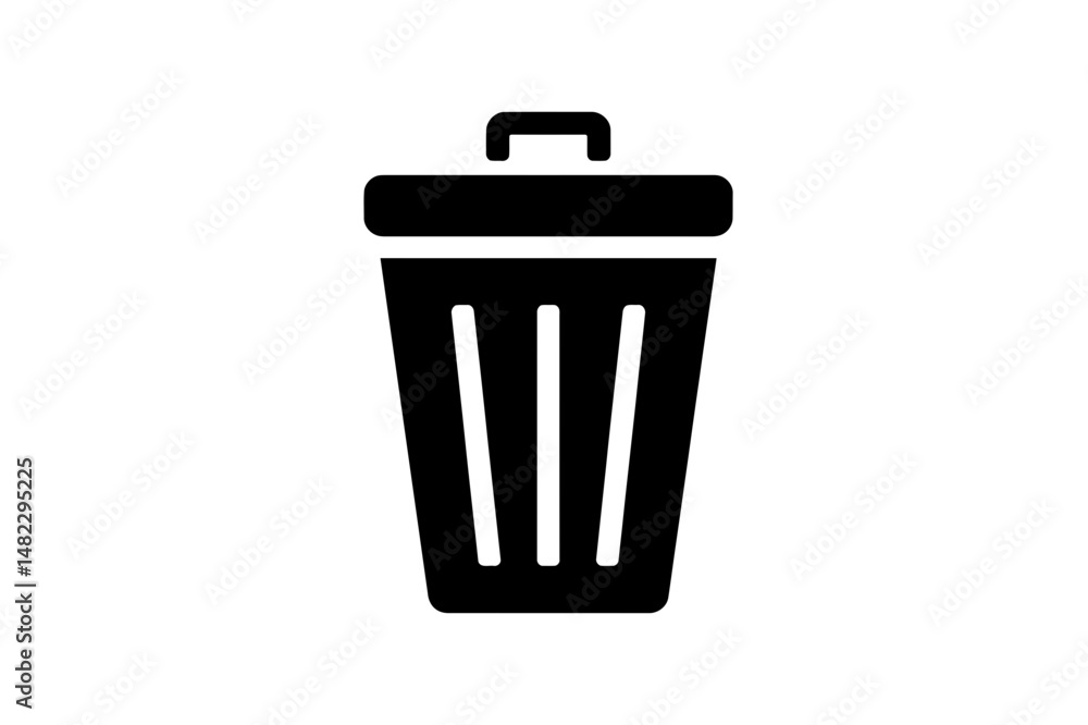 Black trash can icon vector waste bin illustration Black trash can icon vector waste bin illustration