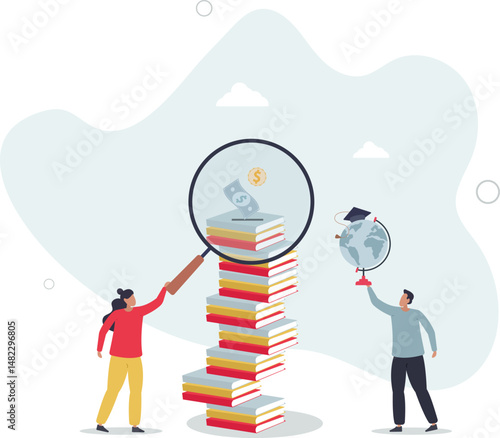 Investment in education and study tuition cost saving.University, academy, school or college scholarship as financial funding for knowledge or future learning. character life .