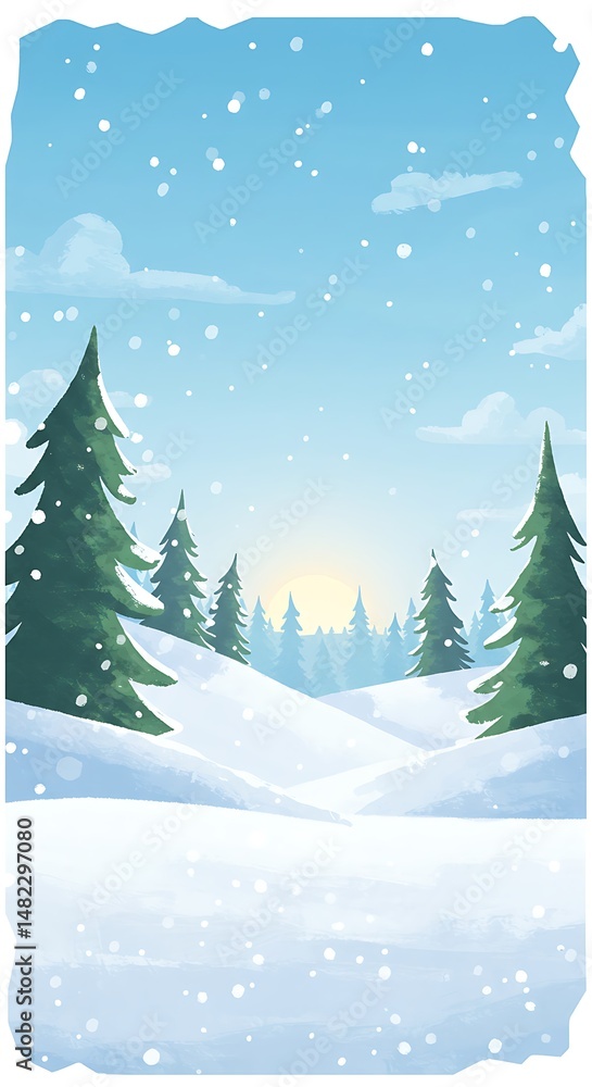 Obraz premium Winter's Gentle Embrace: A Digital Painting