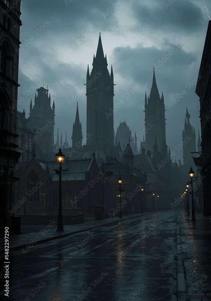 Obraz premium Gotham City Silhouette at Night