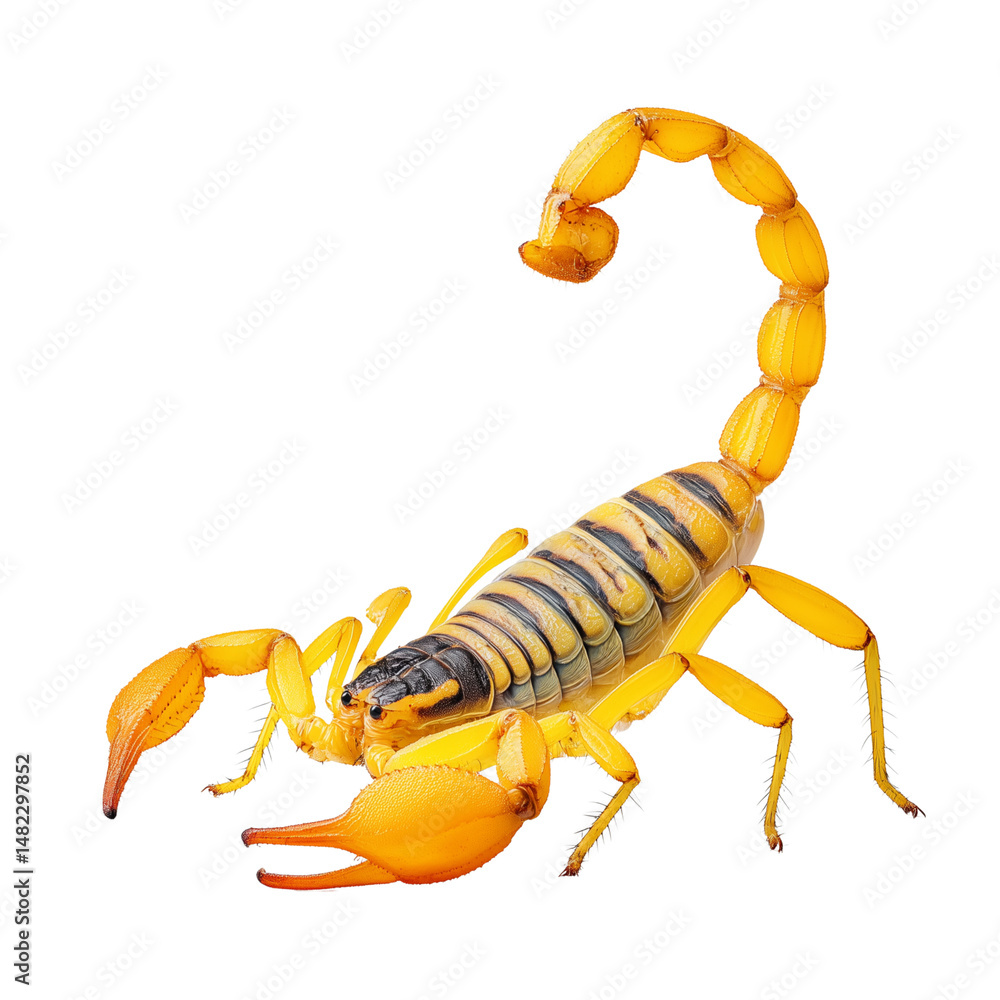 Yellow scorpion isolated on white background