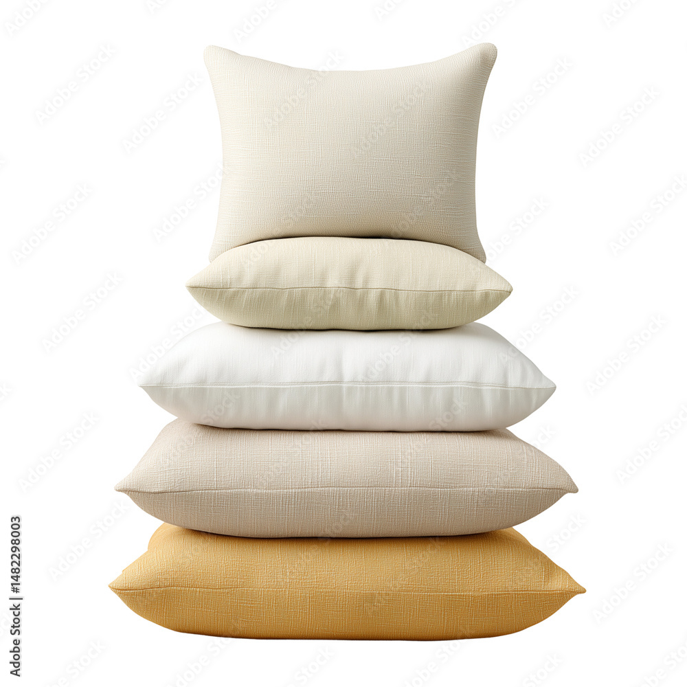 Stack of decorative pillows isolated on white