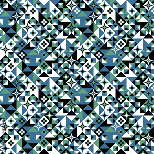 Seamless abstract geometrical pattern background - repeating vector graphic in four colors