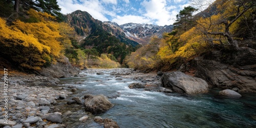 Mountain river in autumn