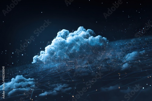 AI and cloud computing concepts in a futuristic world emphasizing advanced cyberspace connections.