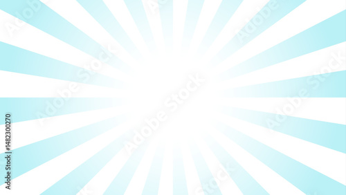 Blue pop sunburst background. Pop bright concentration line background and promotional template.