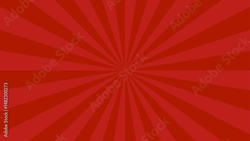 Red pop sunburst background. Pop bright concentration line background and promotional template.