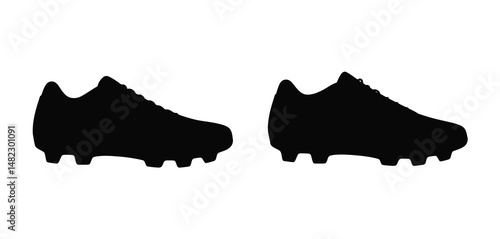 Pair of Black Soccer Cleats Silhouette Illustration