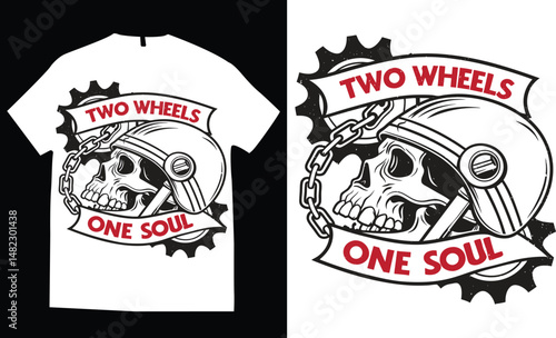 Motorcycle-themed skull helmet with crossed pistons and rebel rider elements,  engine parts, wings, and flames, the composition evokes fire, speed, and power, white t-shirt design vector illustration.