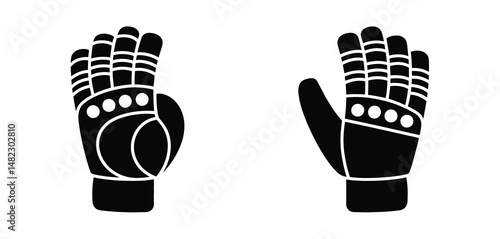Goalkeeper Gloves Icon Set Black Silhouette