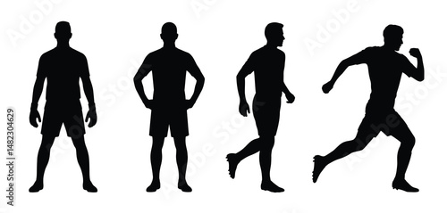 Four Soccer Player Silhouettes in Different Poses