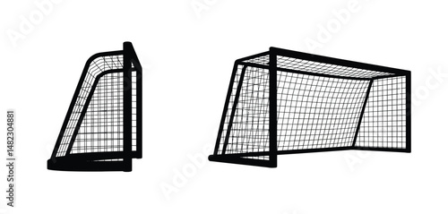 Soccer Goal Net Side and Front View Illustration