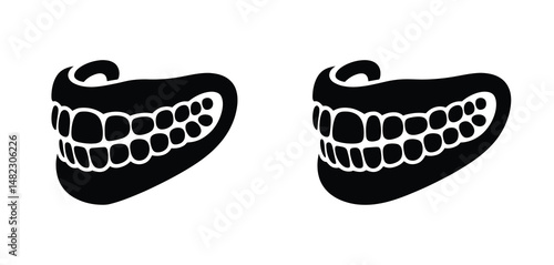 Black and White Illustration of Two Sets of Teeth