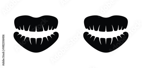 Wallpaper Mural Two Black Silhouette Mouths with Teeth in Heart Shape Torontodigital.ca
