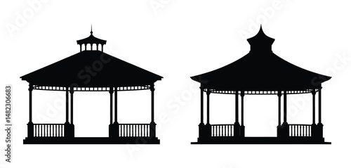 Two Elegant Gazebo Silhouettes for Design Projects