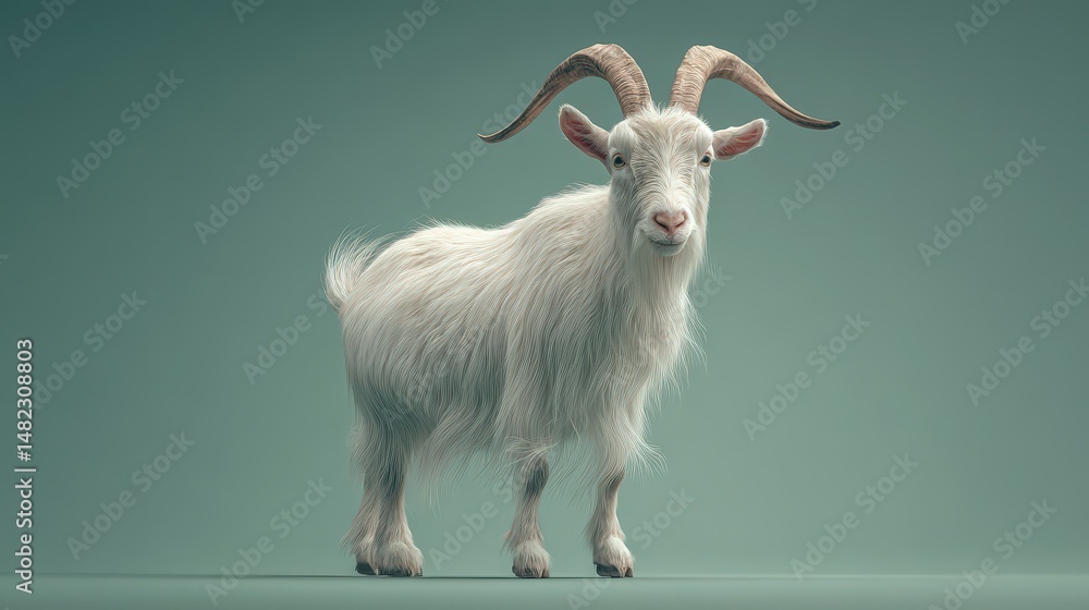 Fototapeta premium render of a fluffy white goat.