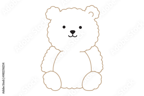 Cute Teddy Bear Line Drawing Illustration for Baby Products