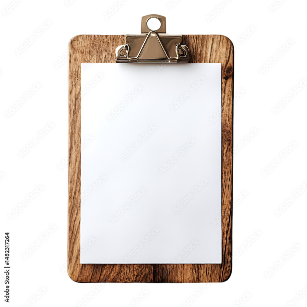 Blank paper on wooden clipboard simple design, Blank paper on wooden clipboard simple design,