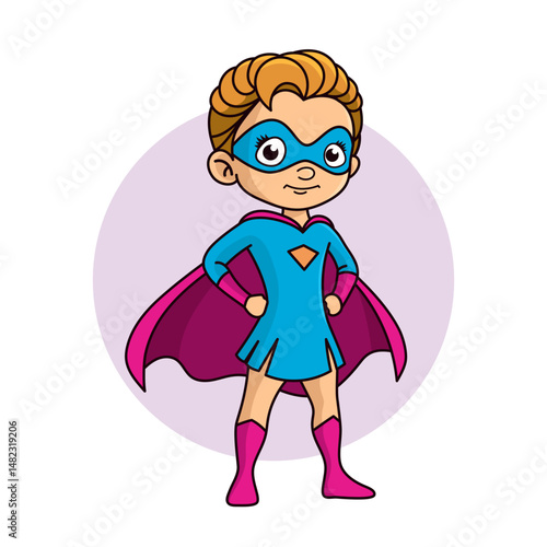Superhero child cartoon character Vector illustration design