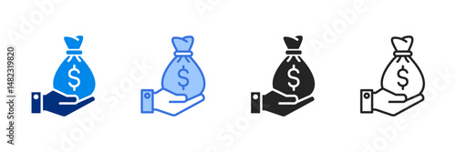 Salary  Icon Set Multiple Style Vector Illustration 