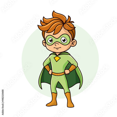 Superhero child cartoon character Vector illustration design