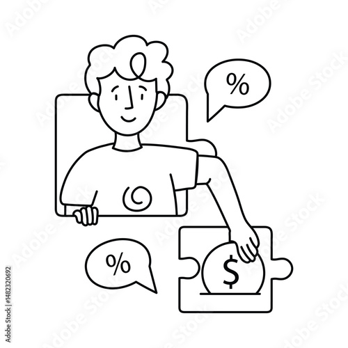 Collaboration vector outline illustrations. EPS 10 file