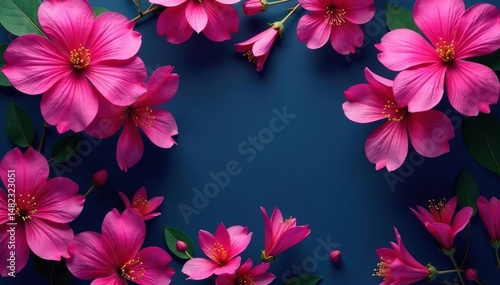 Bold fuchsia flower clusters, geometric layout , fuchsia, decoration, spring