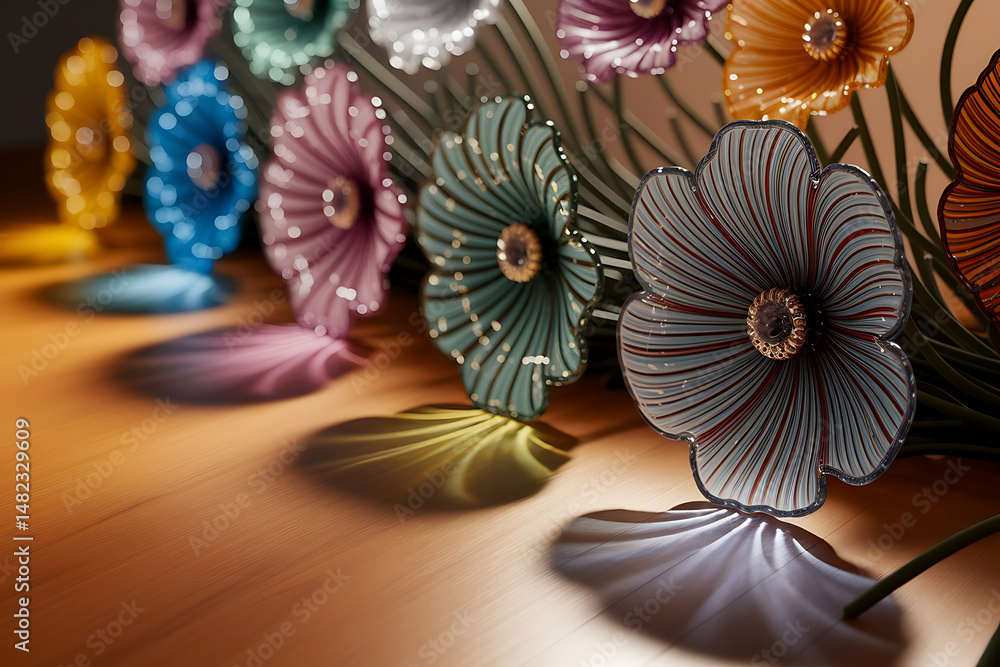 Obraz premium Art glass floral colorful background