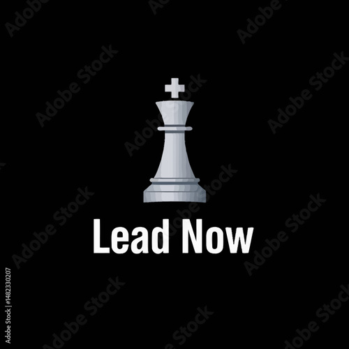 Silver Chess King Piece Leadership Strategy Icon Design Modern Business Brand Image Professional Success Powerful Leadership Elegant Minimalist Graphic Silver King Chess Piece for Business Branding   