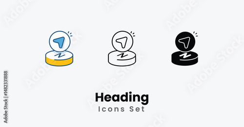 Heading Icons thin line and glyph vector icon stock illustration