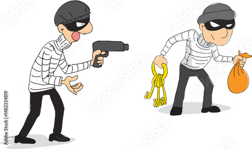Cartoon two thieves robbers.