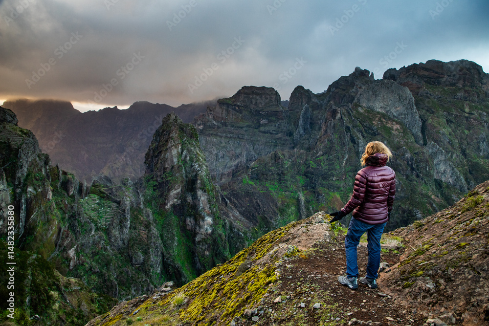 Fototapeta premium view of the mountains and rocks near Arieiro peak - the highest point of Madeira island, Portugal